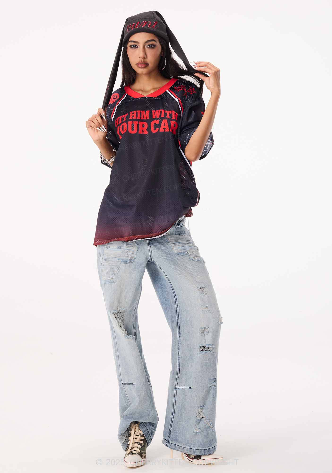 Custom Hit Him Y2K Mesh Jersey Shirts Cherrykitten