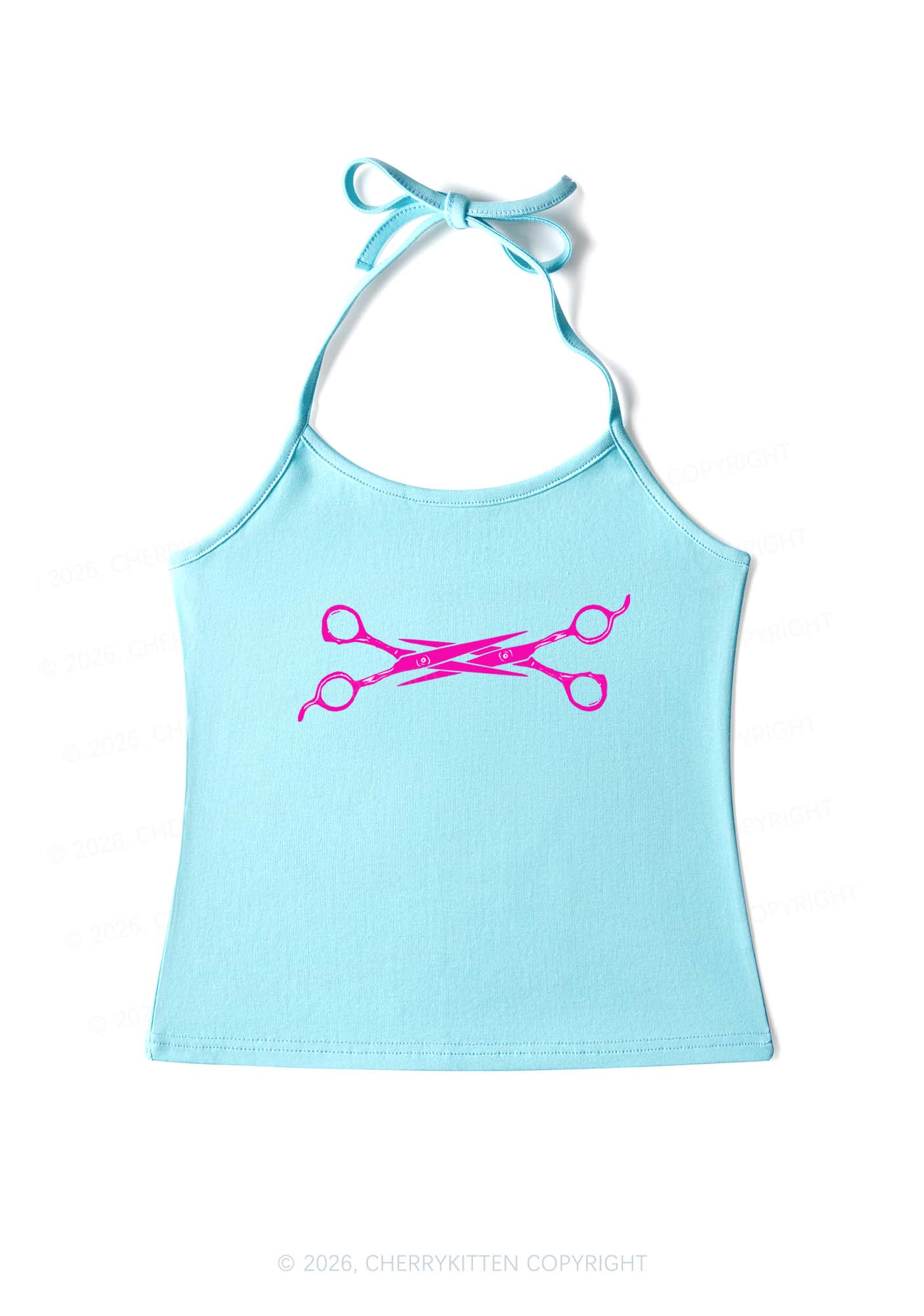 Pink Scissor Pride Y2K Halter Neck Cami Cherrykitten
