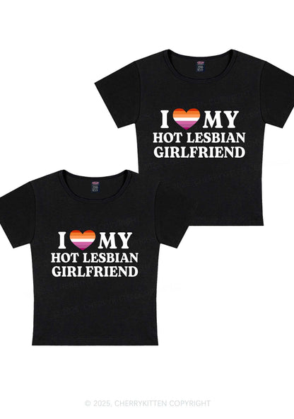 Love My Hot Lesbian GF Y2K Valentine's Day Baby Tee Cherrykitten