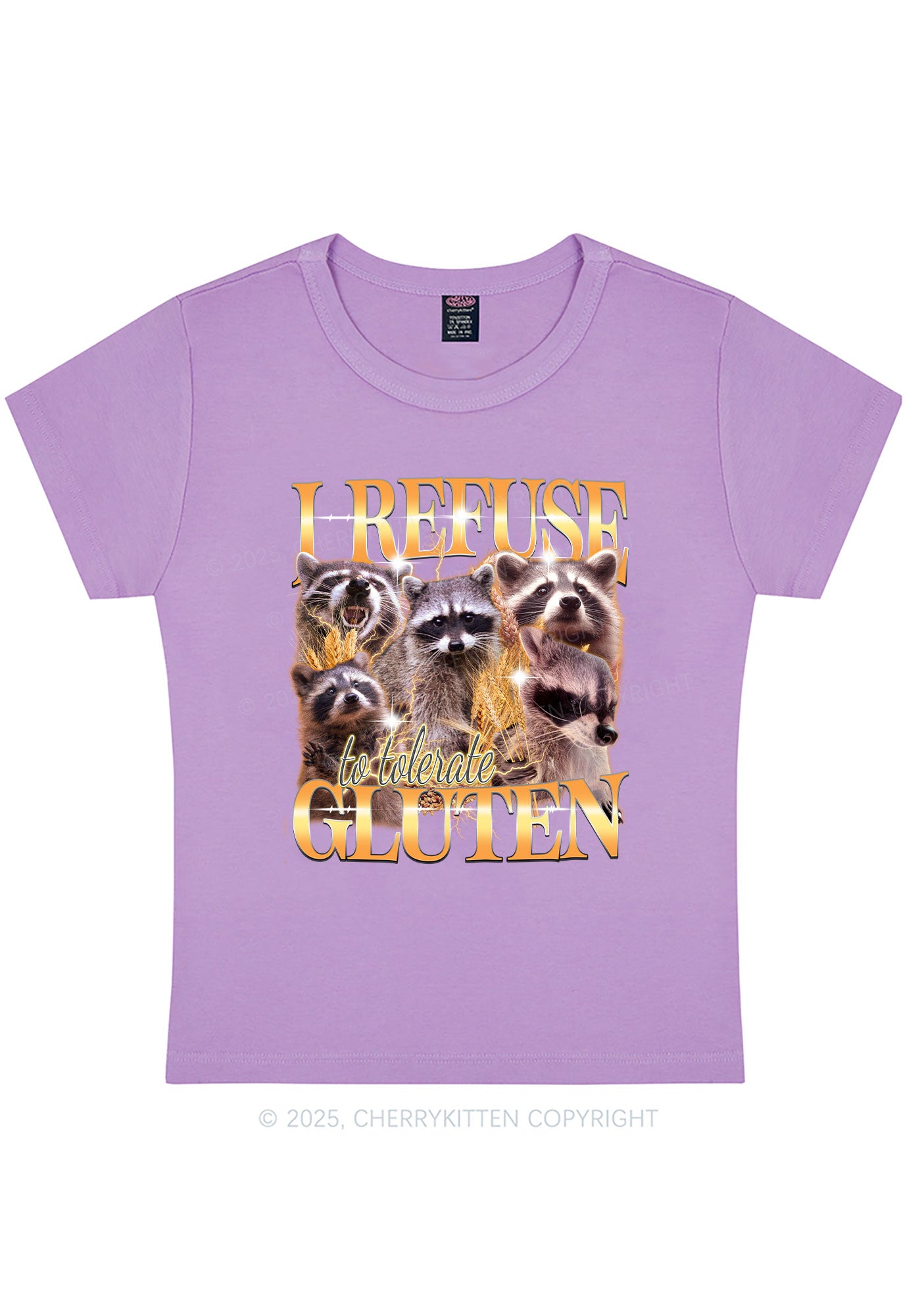 Raccoons Refuse Tolerate Gluten Y2K Baby Tee Cherrykitten