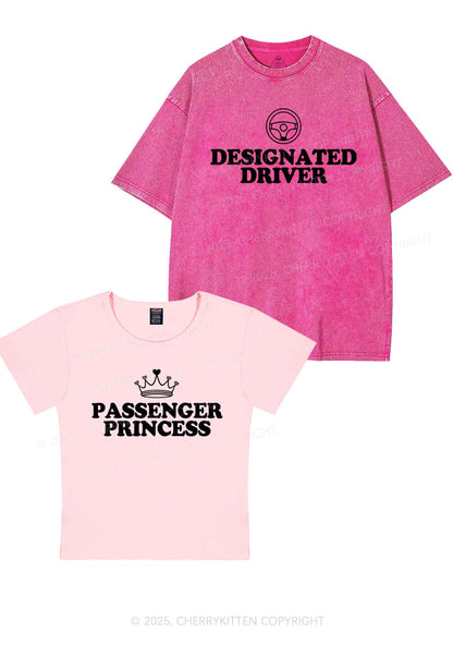 Passenger Princess Designated Driver Y2K Valentine's Day Couple Shirt Cherrykitten