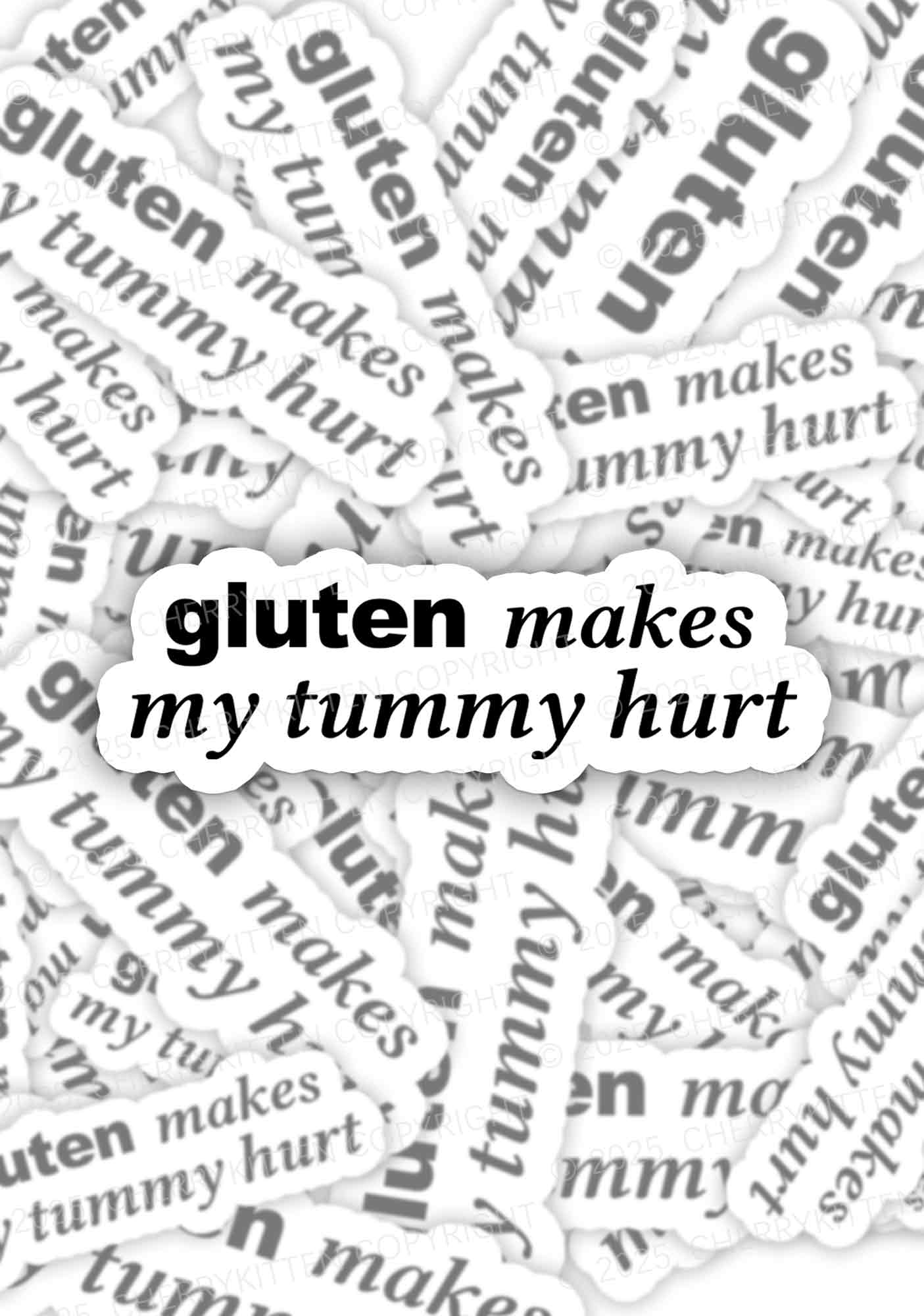 Gluten Makes Tummy Hurt 1Pc Y2K Sticker Cherrykitten