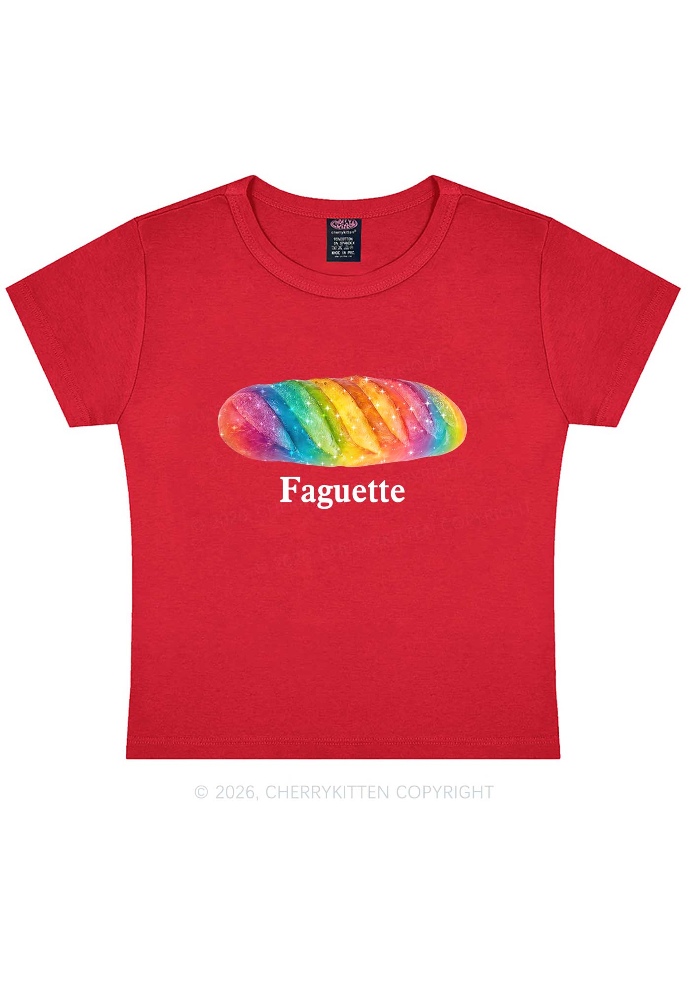 Rainbow Faguette Pride Y2K Baby Tee Cherrykitten