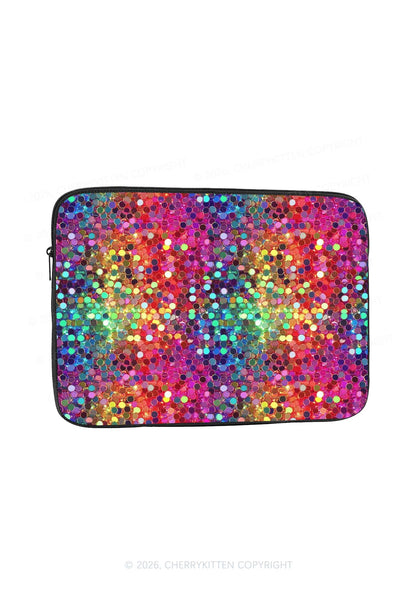 Rainbow Glitter Dots Y2K Laptop Sleeve Cherrykitten