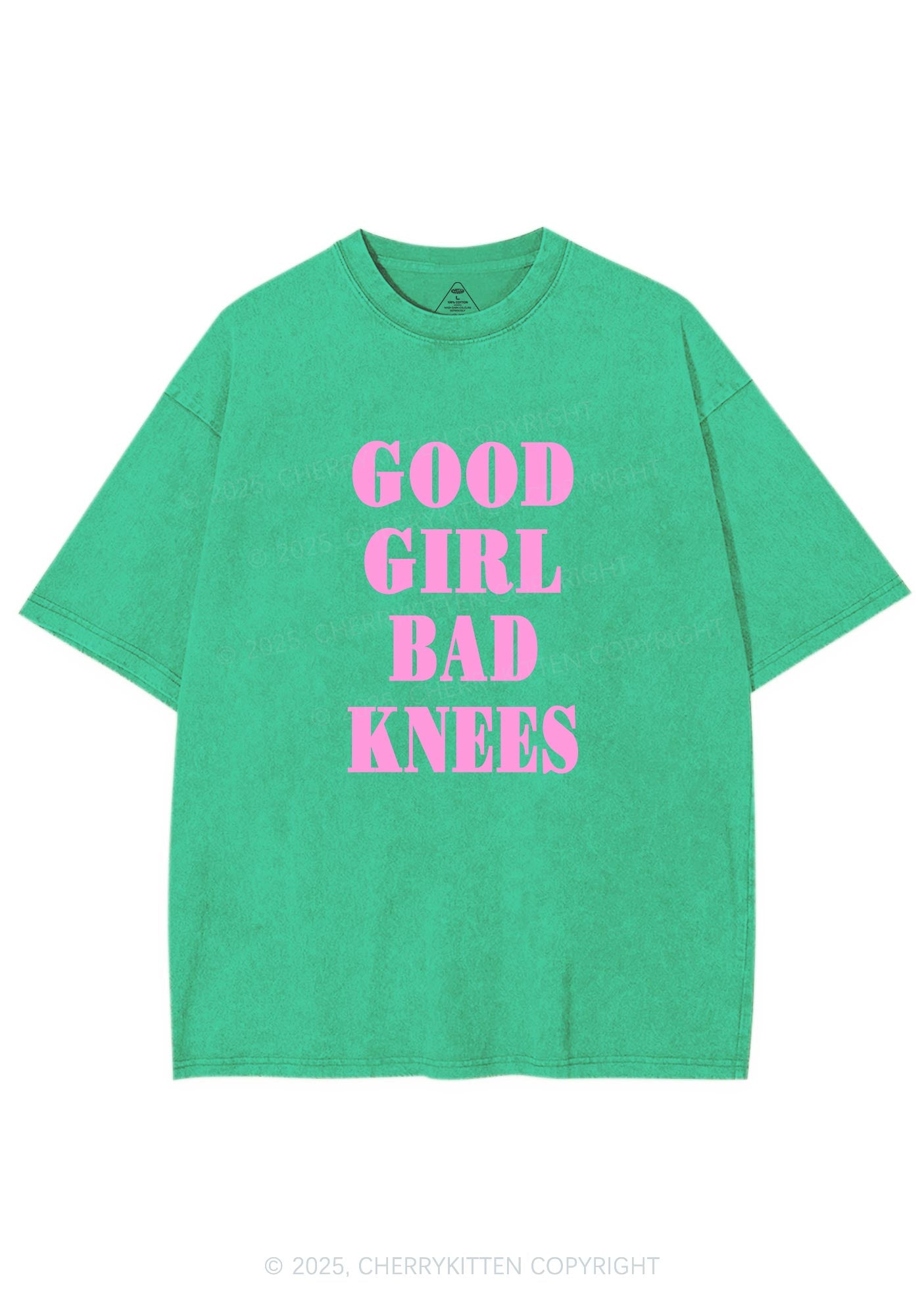 Good Girl Bad Knees Y2K Shirts Washed Tee Cherrykitten