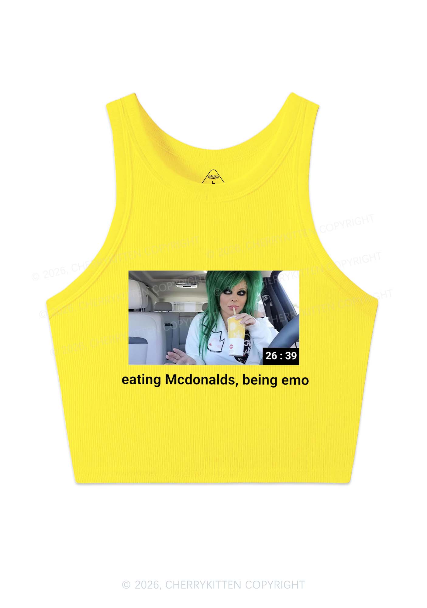 Eating Being Emo Y2K Crop Tank Top Cherrykitten