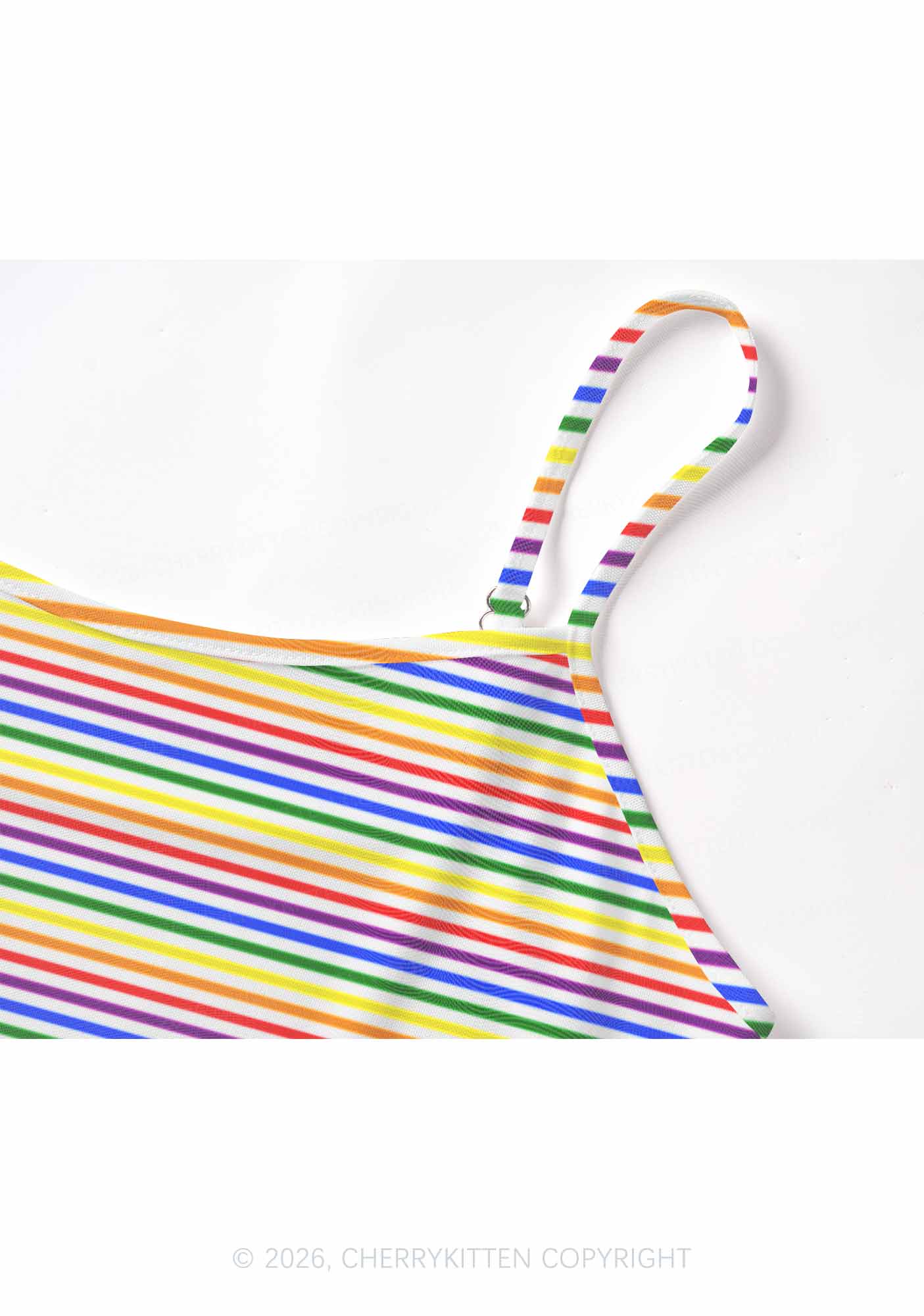 Rainbow Stripes Pride Y2K Mesh Cami Tank Cherrykitten