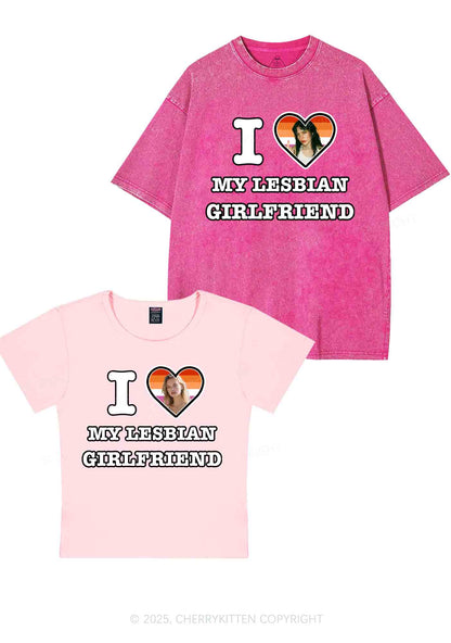 Custom My Lesbian GF Pride Y2K Valentine's Day Couple Shirt Cherrykitten