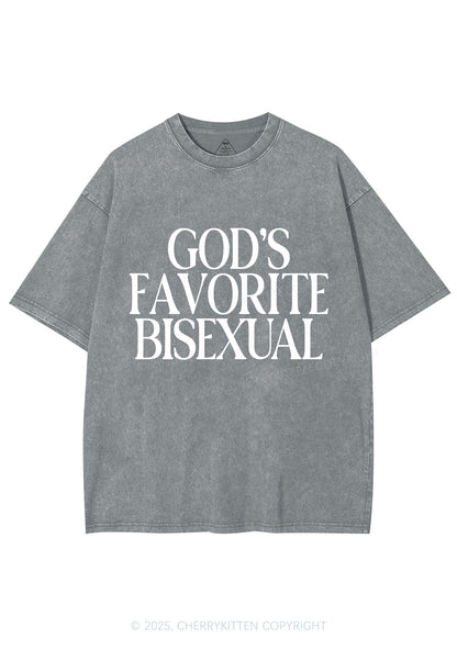 Gods Favorite Bisexual Pride Y2K Shirts Washed Tee Cherrykitten
