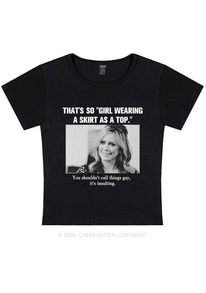 Girl Wearing A Skirt As A Top Y2K Baby Tee Cherrykitten