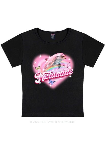 Pink K Dolphin Y2K Baby Tee Cherrykitten
