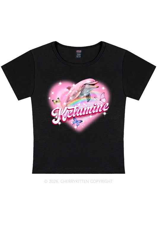 Pink K Dolphin Y2K Baby Tee Cherrykitten