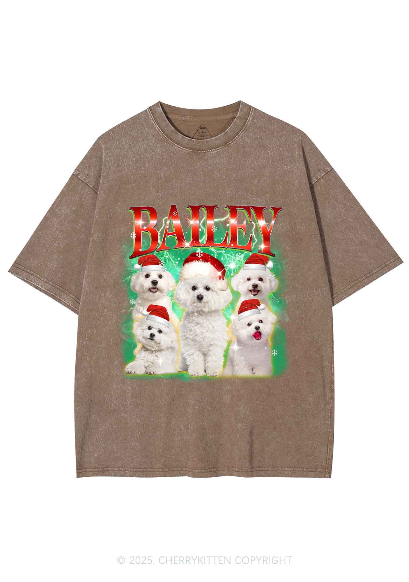 Custom Christmas Puppy Y2K Shirts Washed Tee Cherrykitten