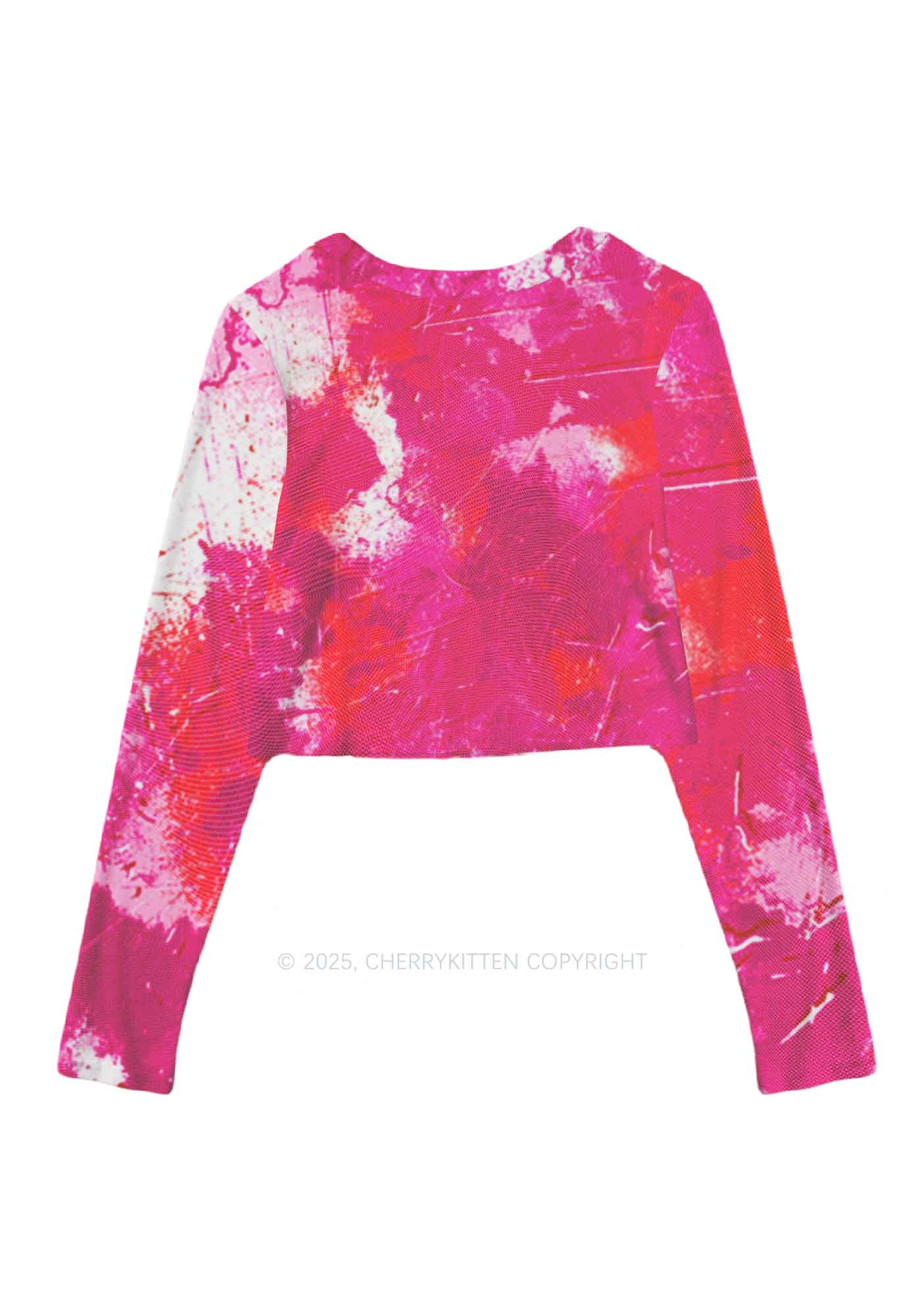 Lesbian Ink Pride Y2K Mesh Long Sleeve Crop Top Cherrykitten