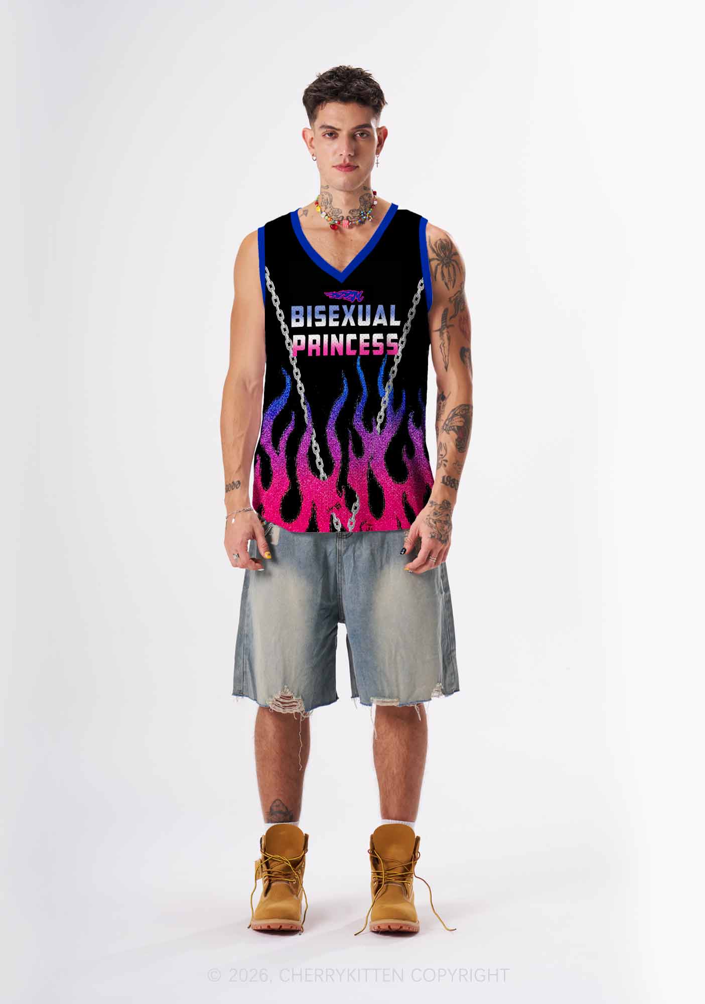Bisexual Princess Flame Pride Y2K Sport Jersey Tank Cherrykitten