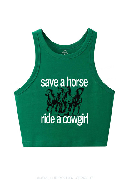 Four Horses Cowgirl Pride Y2K Crop Tank Top Cherrykitten