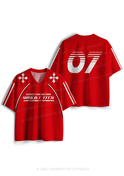 Custom Sorry For Having Correct Opinions Y2K Mesh Jersey Shirts Cherrykitten