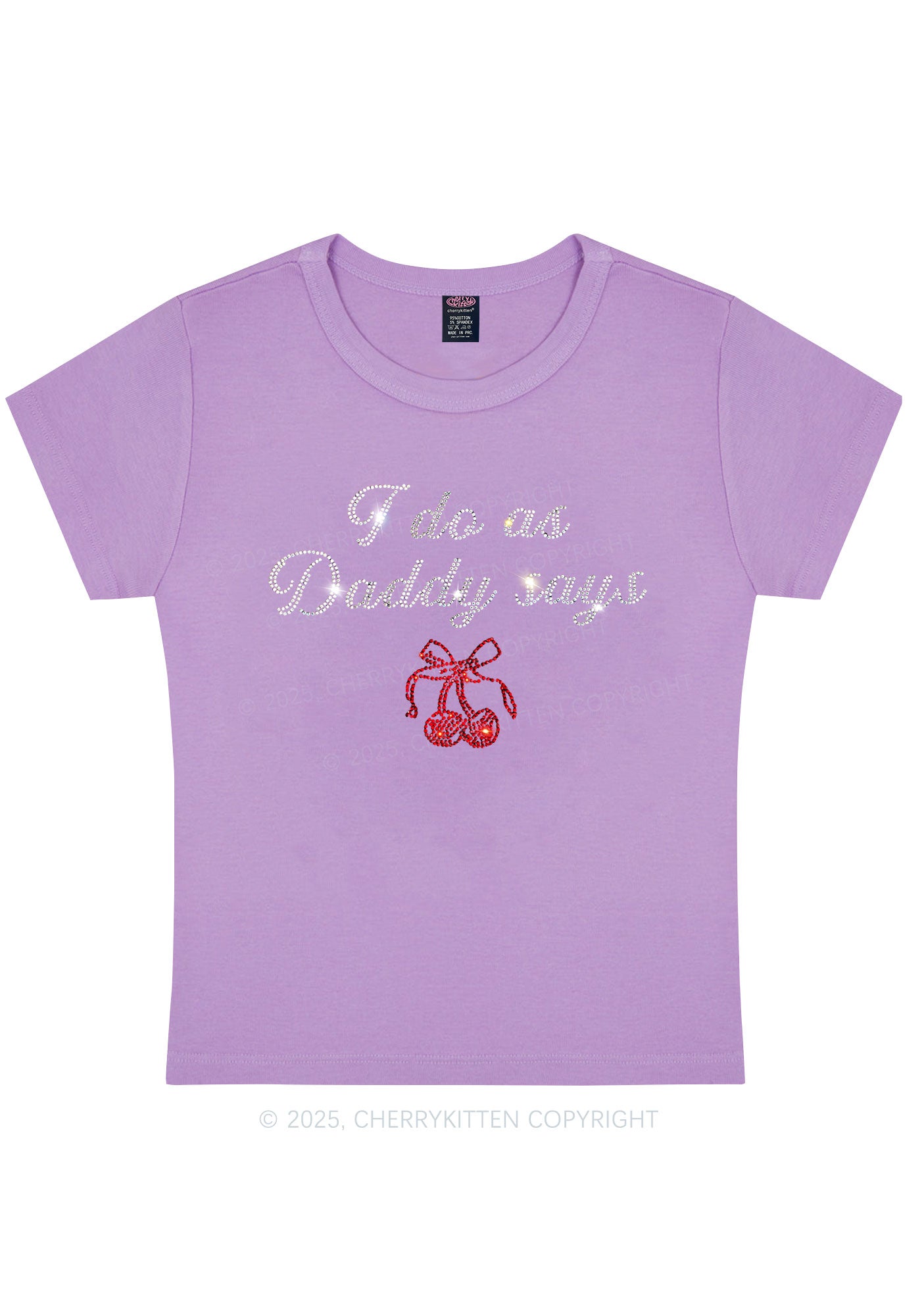 Curvy Rhinestone I Do As Daddy Says Y2K Baby Tee Cherrykitten