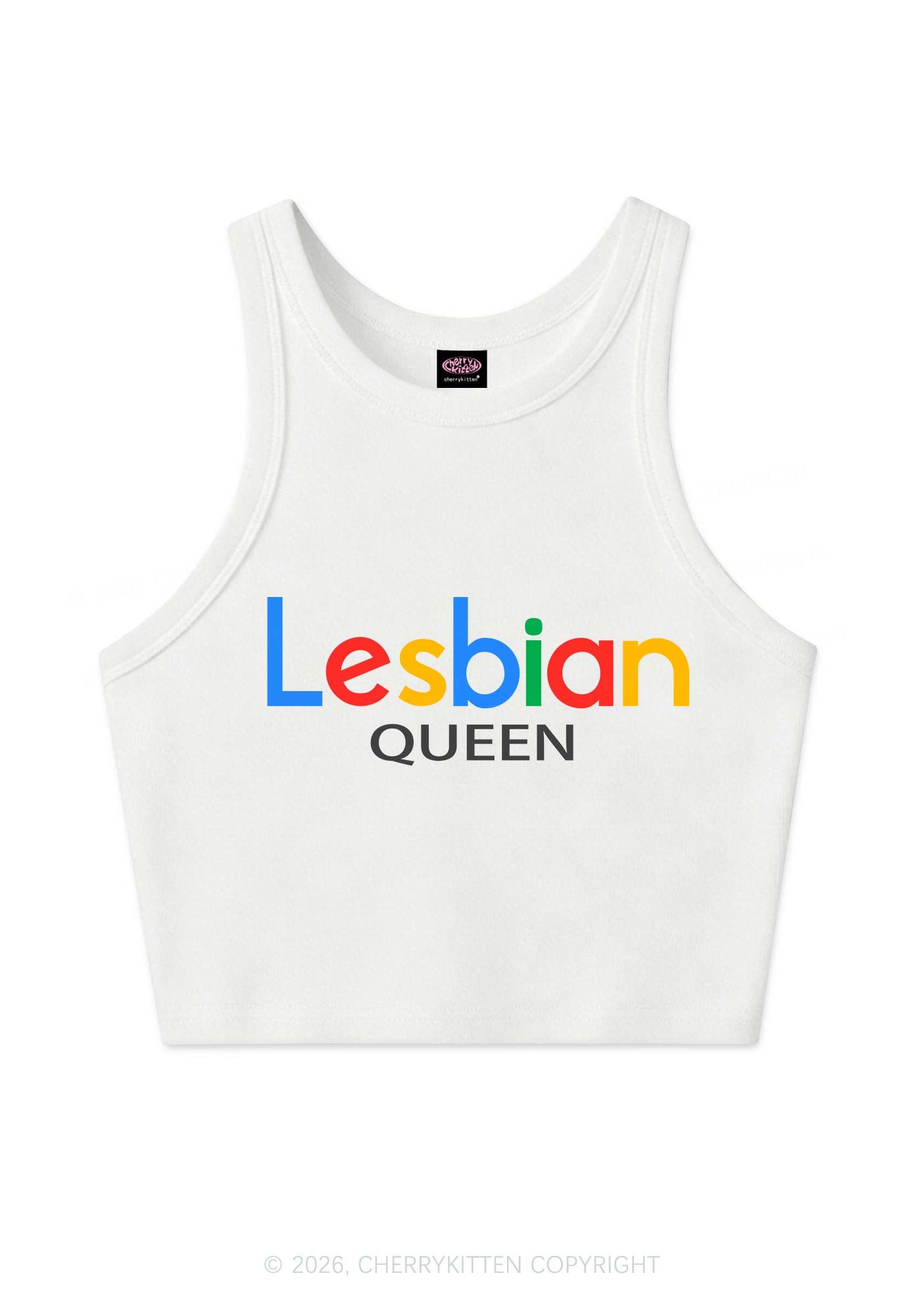 Lesbian Queen Pride Y2K Crop Tank Top Cherrykitten
