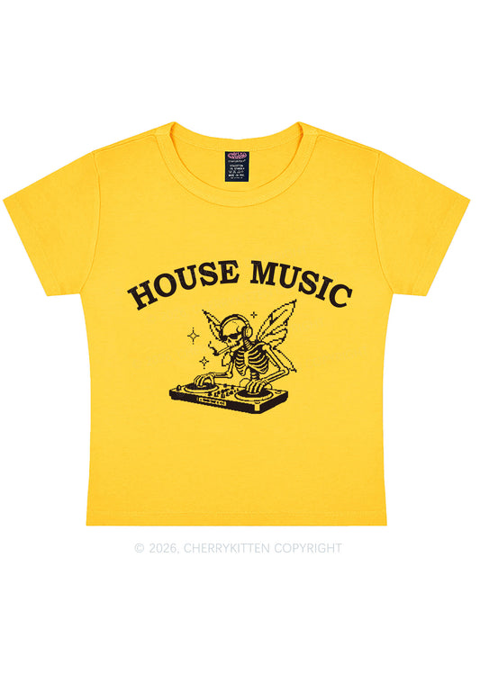 House Music Skeleton Y2K Baby Tee Cherrykitten