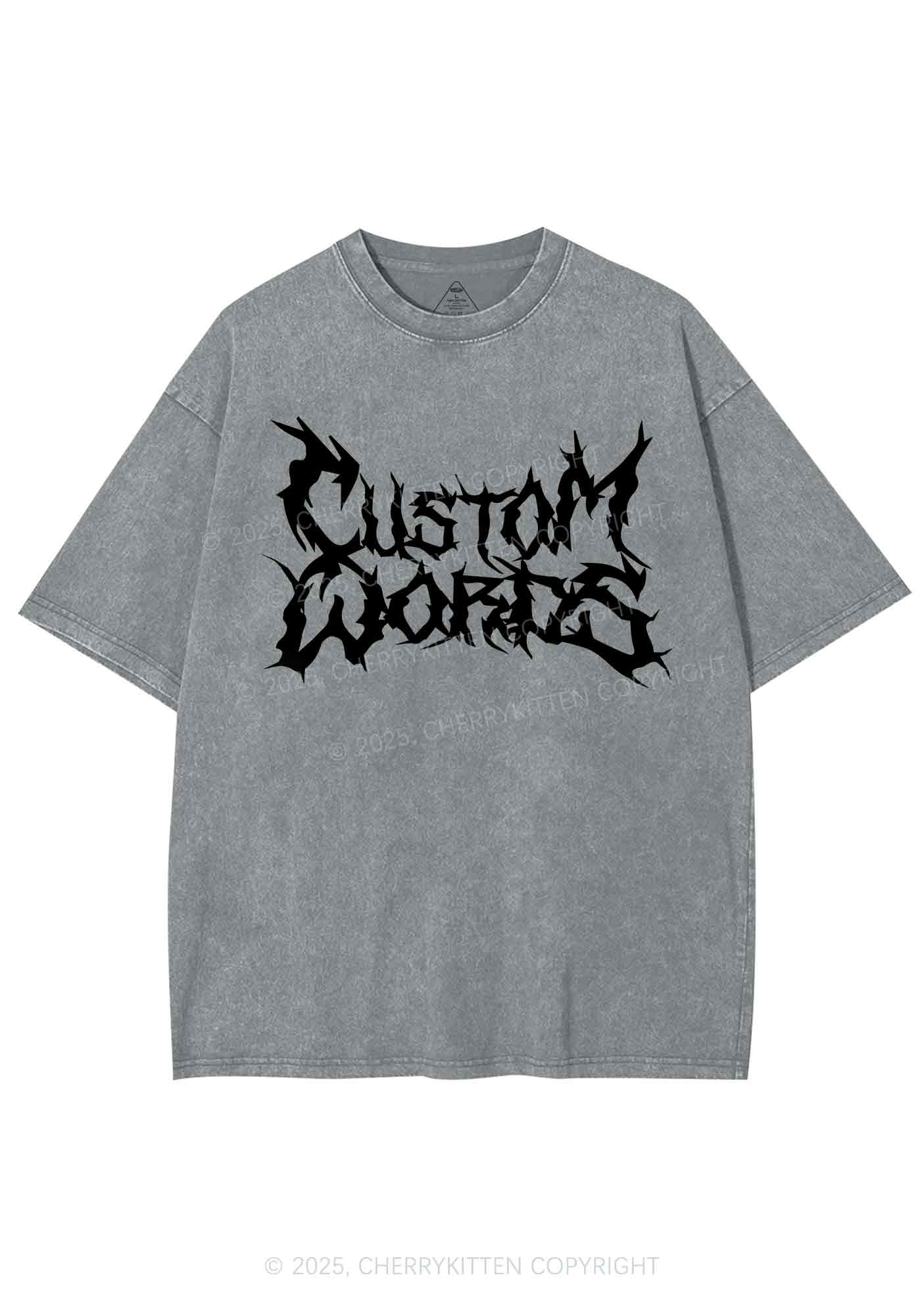Custom Text Punk Font Y2K Shirts Washed Tee Cherrykitten
