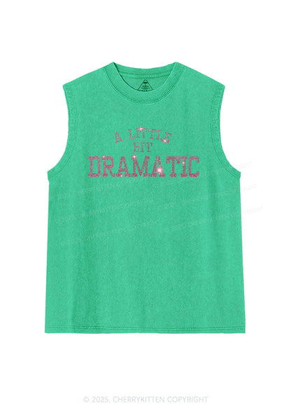 Rhinestone A Little Bit Dramatic Y2K Washed Muscle Tank Cherrykitten
