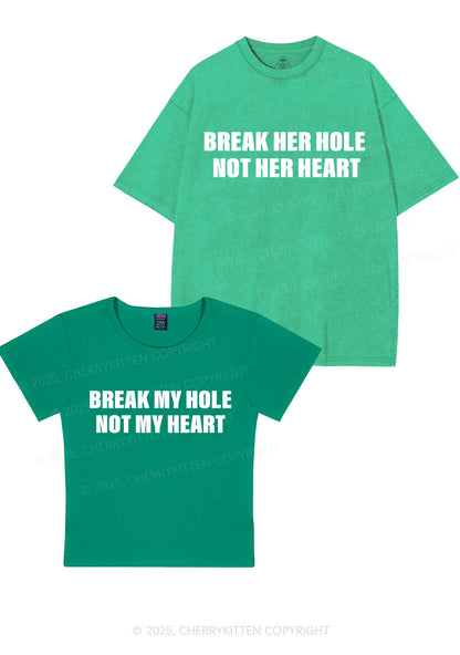 Break Hole Not Heart Y2K Valentine's Day Couple Shirt Cherrykitten