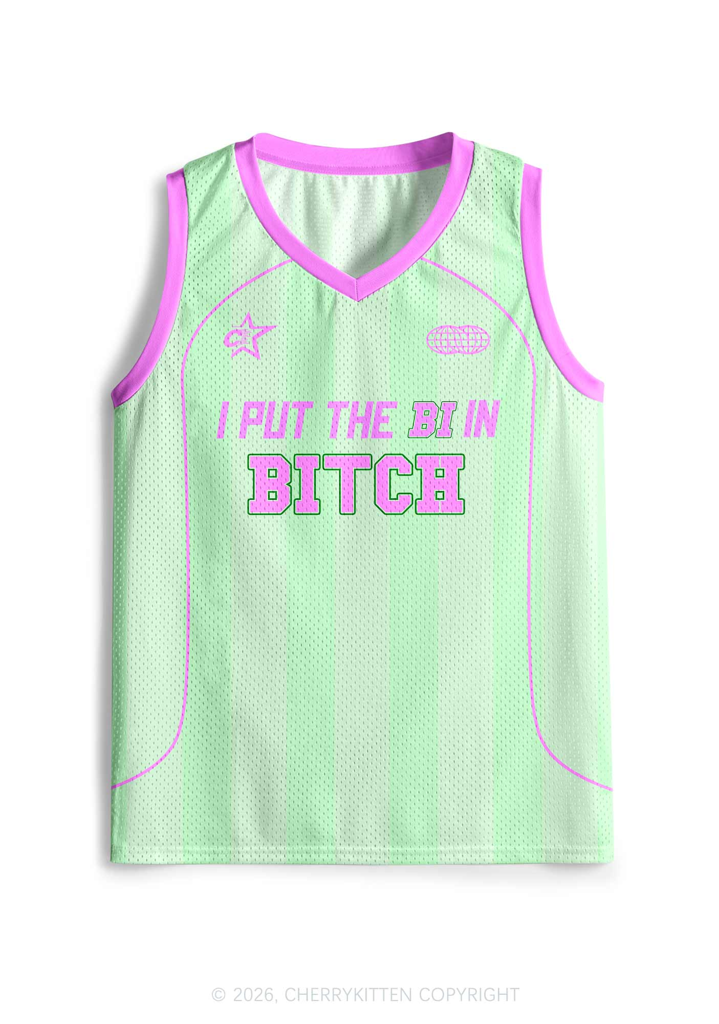 Mint Green I Put The Bi In Bxxch Pride Y2K Sport Jersey Tank Cherrykitten