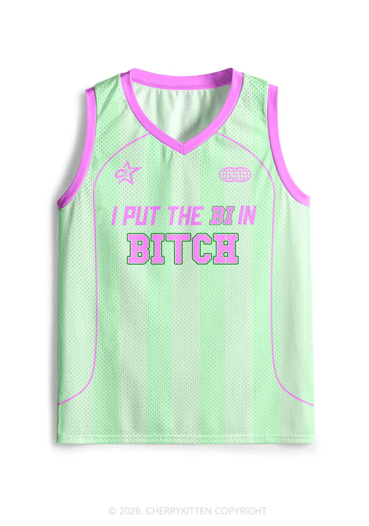 Mint Green I Put The Bi In Bxxch Pride Y2K Sport Jersey Tank Cherrykitten