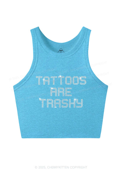Rhinestone Tattoos Are Trashy Y2K Crop Tank Top Cherrykitten