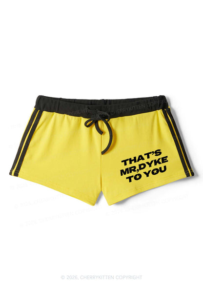 Thats Mr Dyke To You Pride Y2K Drawstring Mini Shorts Cherrykitten
