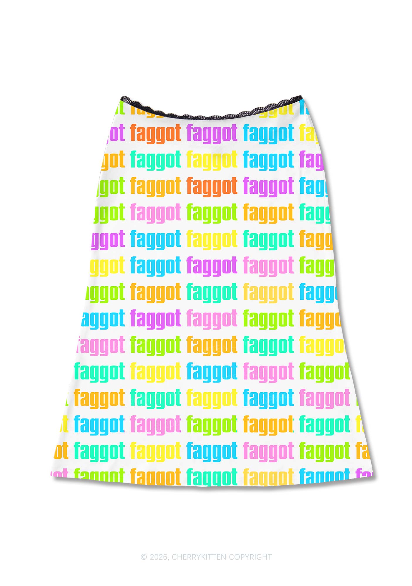 Rainbow Faggot Slogan Pride Y2K Print Midi Skirt Cherrykitten