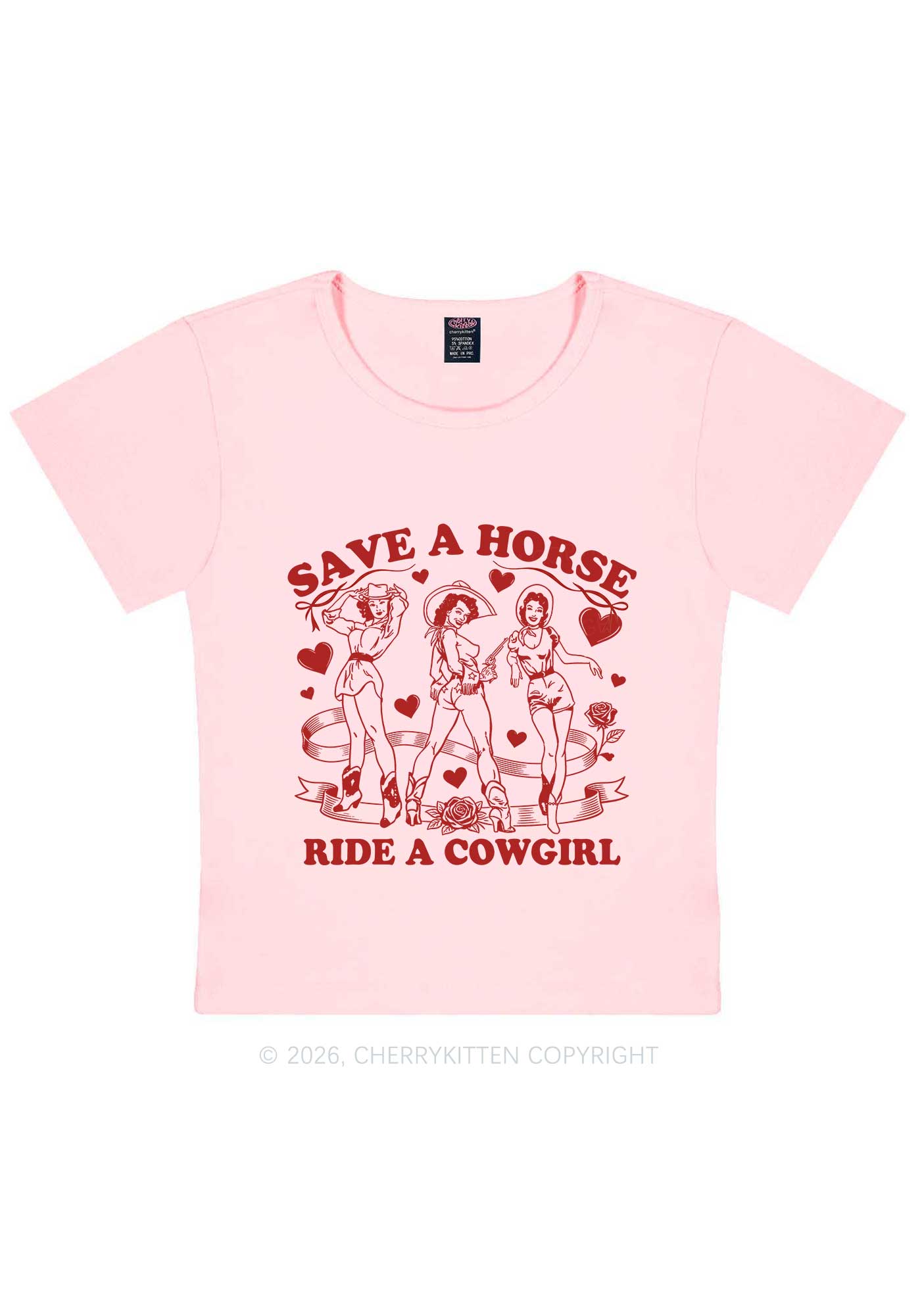 Ride A Cowgirl Valentine's Day Y2K Baby Tee Cherrykitten