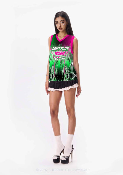 Checkered Dont Play Techno Y2K Sport Jersey Tank Cherrykitten