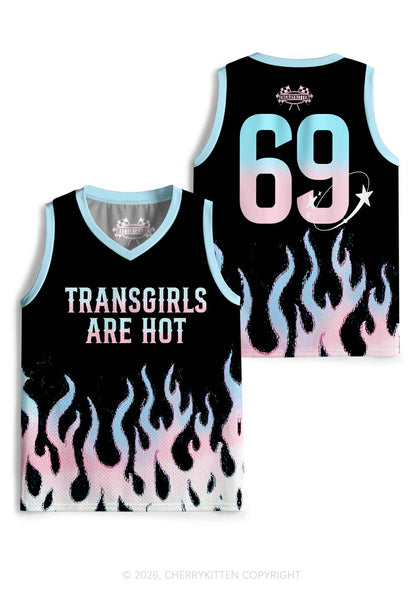 Transgirls Are Hot Flame Pride Y2K Sport Jersey Tank Cherrykitten