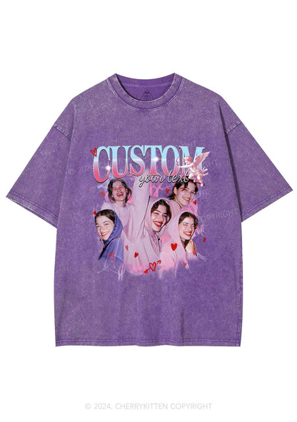 Cupid Custom Portrait Y2K Valentine's Day Washed Tee Cherrykitten
