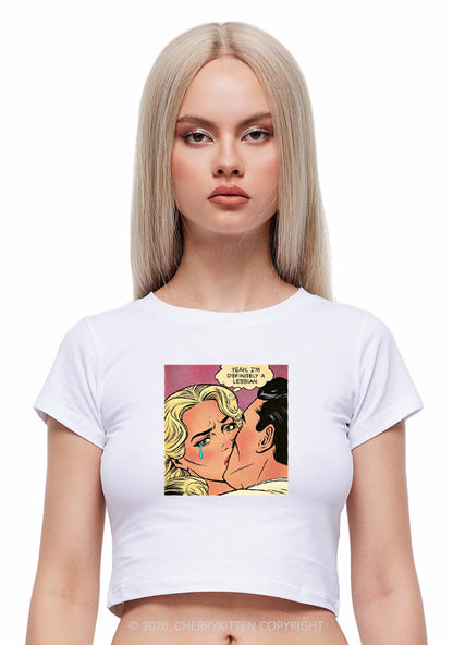 Im Definitely A Lesbian Pride Y2K Baby Tee Cherrykitten