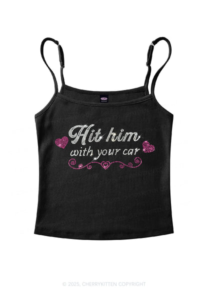 Rhinestone Hit Him Y2K Spaghetti Strap Cami Cherrykitten