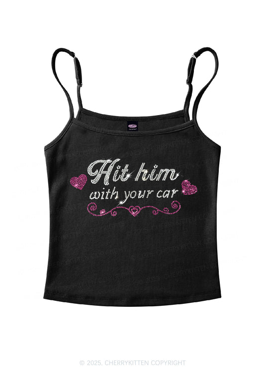 Rhinestone Hit Him Y2K Spaghetti Strap Cami Cherrykitten