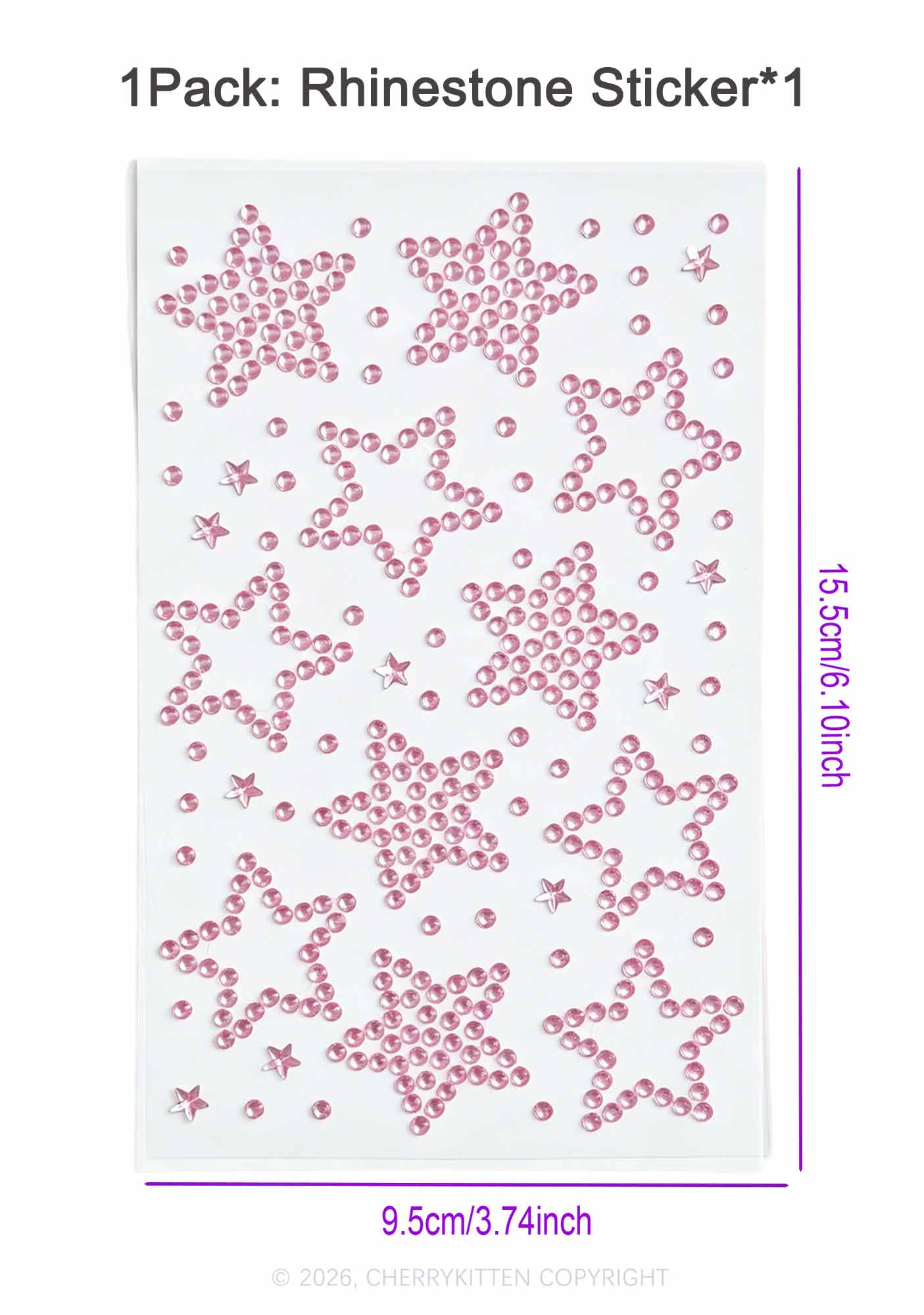 1pc Star Rhinestone Y2K Face Sticker Cherrykitten