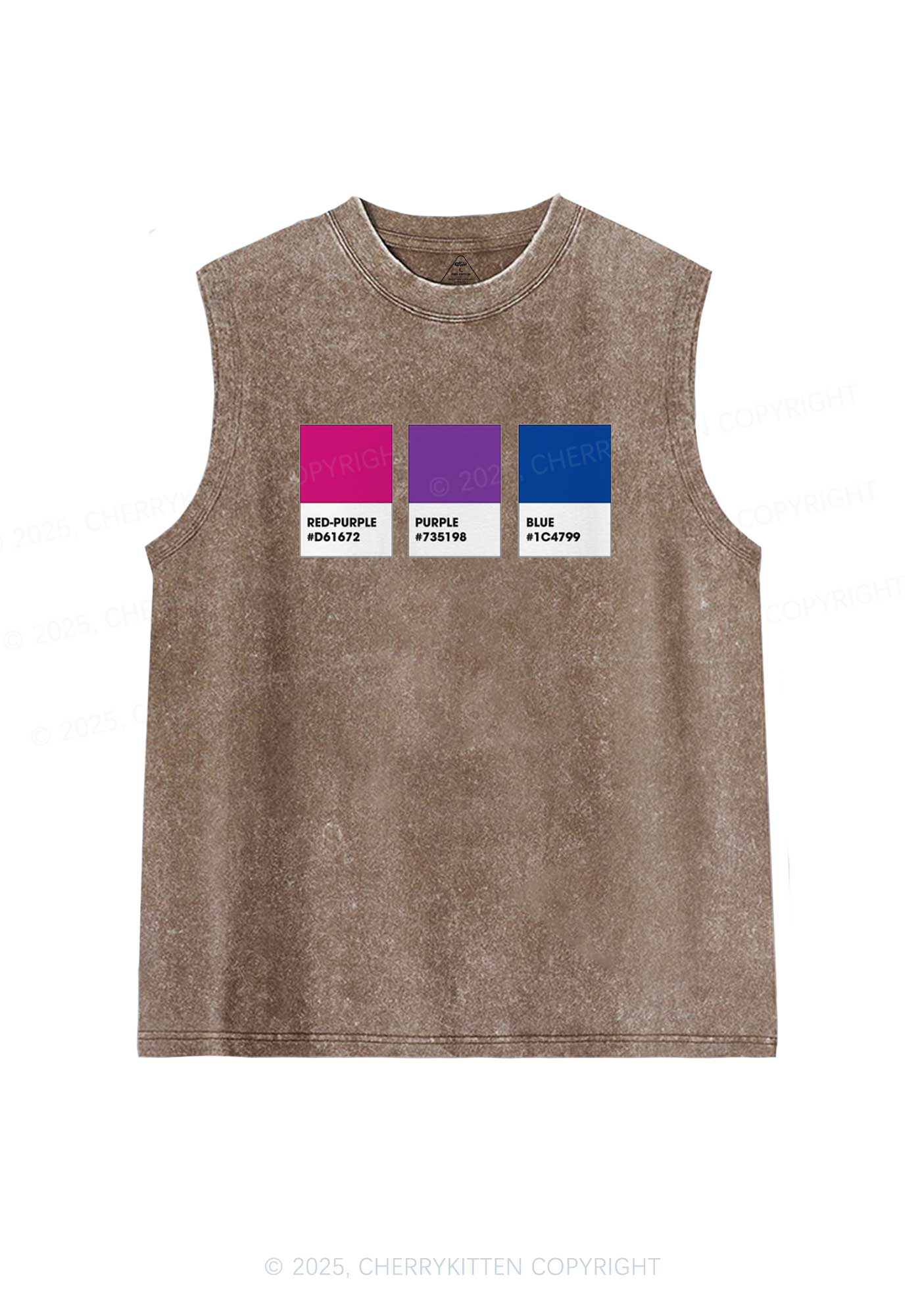 Bisexual Flag Colors Pride Y2K Washed Muscle Tank Cherrykitten