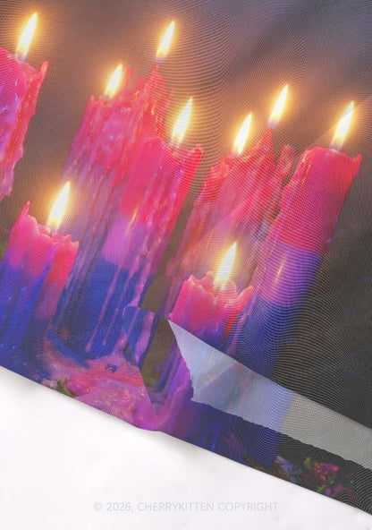 Bisexual Melting Candles Pride Y2K Mesh Long Sleeve Crop Top Cherrykitten
