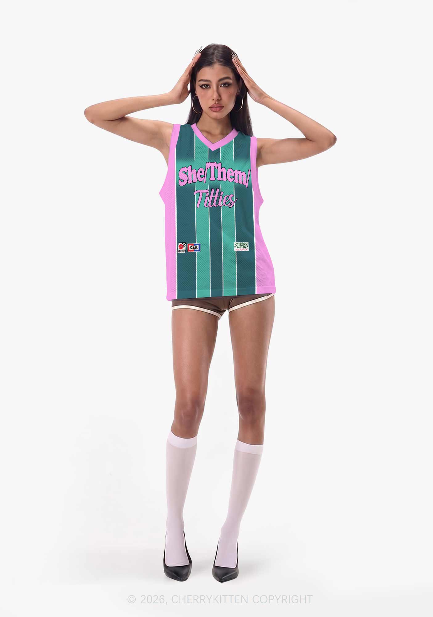 Green Stripes She Them Txtties Pride Y2K Sport Jersey Tank Cherrykitten