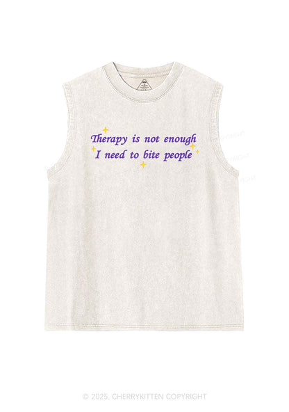 Therapy Not Enough Y2K Washed Muscle Tank Cherrykitten