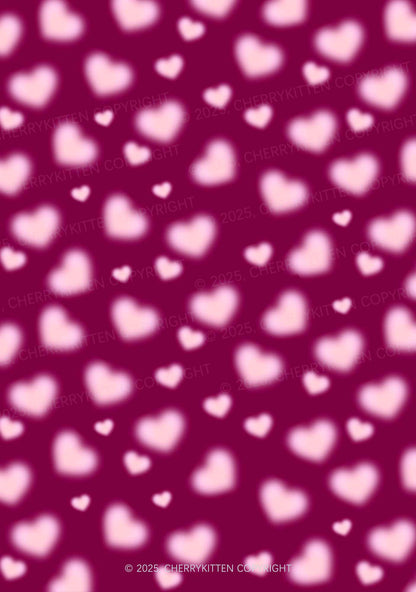 Pink Blurred Heart Valentine's Day Y2K Print Couples Boxer Briefs Set Cherrykitten