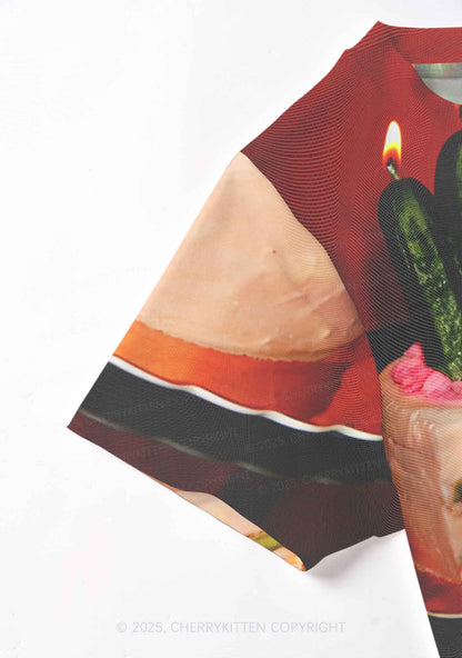 Pickle Cake Y2K Mesh Crop Top Cherrykitten