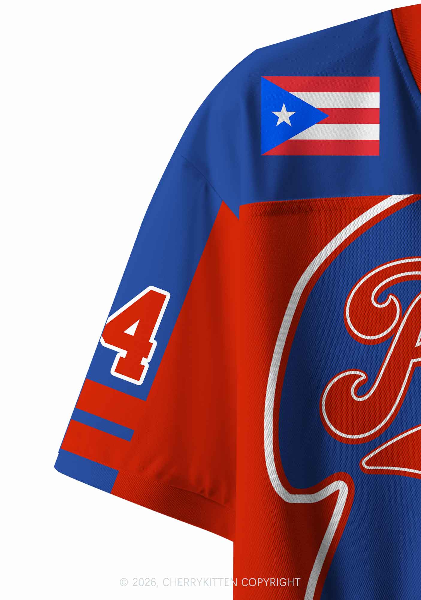 Red Blue Color Block PR Y2K Crop Sport Jersey Shirts Cherrykitten