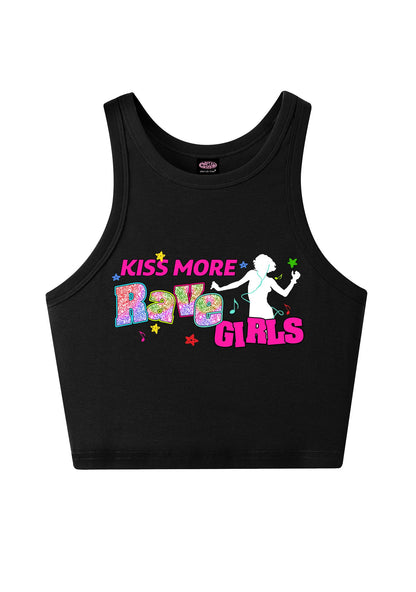 Kiss More Rave Girls Y2K Crop Tank Top Cherrykitten