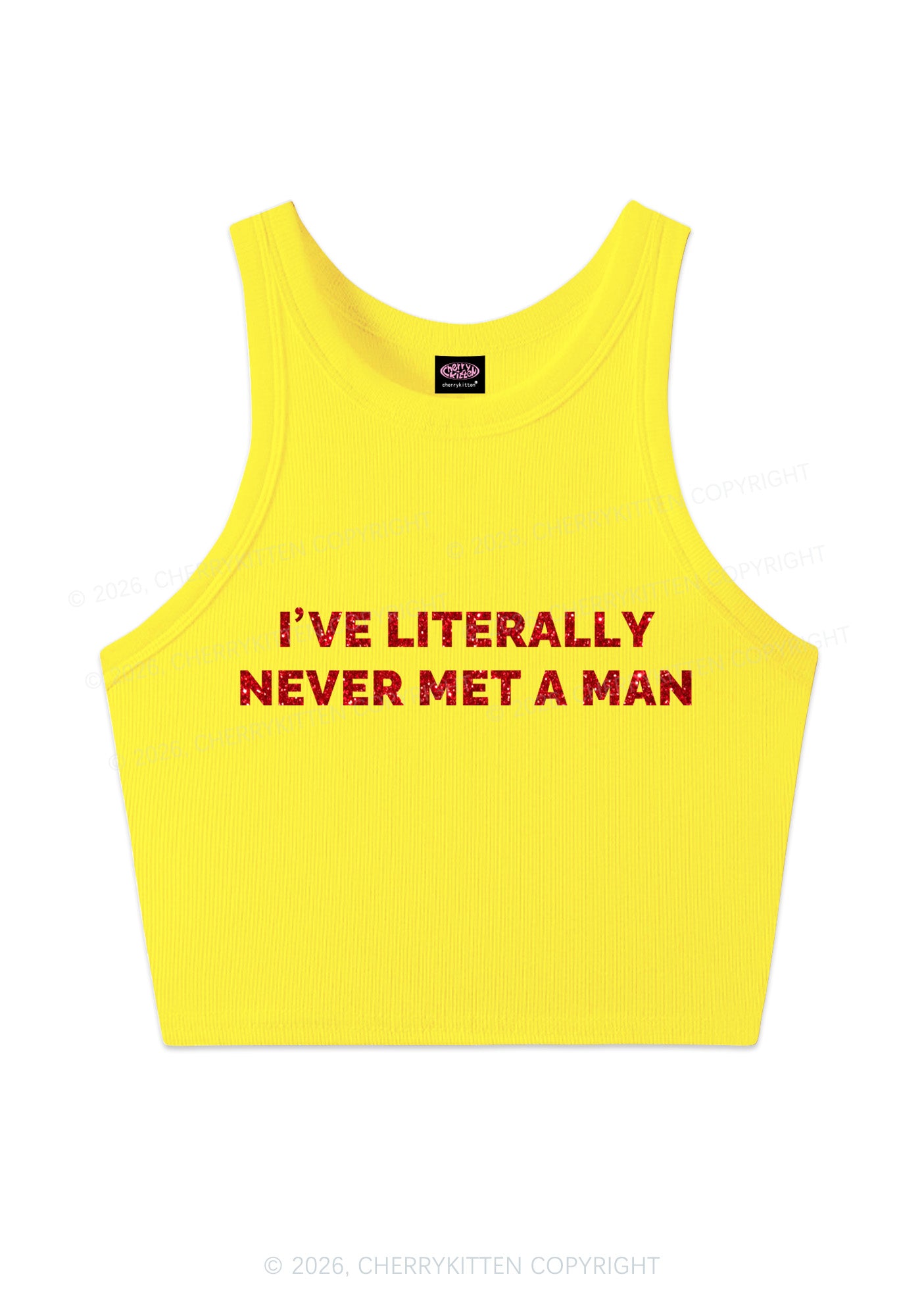 Glitter Never Met A Man Pride Y2K Crop Tank Top Cherrykitten