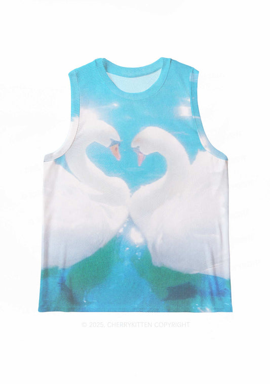 Swan Lovers Y2K Mesh Muscle Tank Cherrykitten